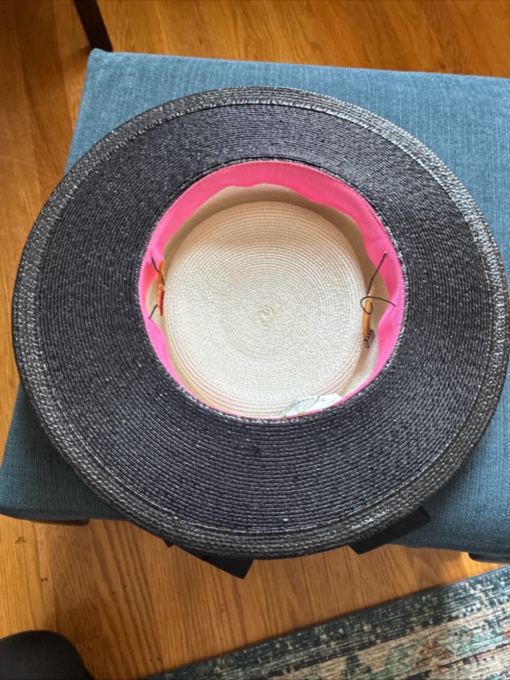 Frank Olive black-and-white vintage straw derby church hat - Picture 7 of 12